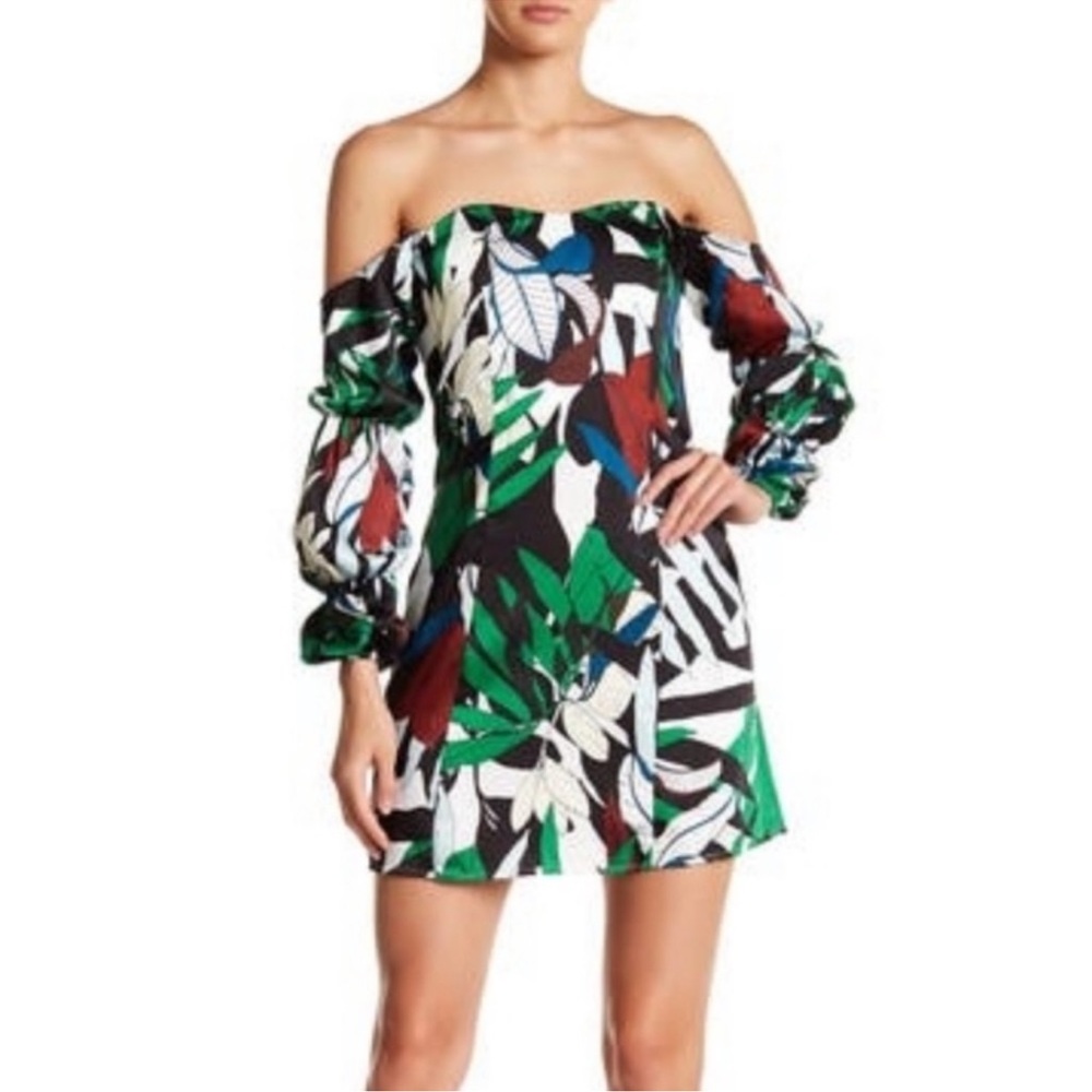 Alexia Admor Off-Shoulder Leaf Print Dress 6